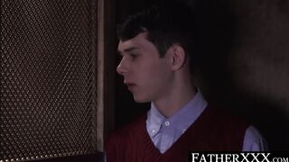 Daddy allures twink into hard prohibited church barebacking