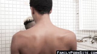 Dark twink gets a hair style before jerk off meeting