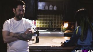 Tom goes into his kitchen and discovers Tanya there