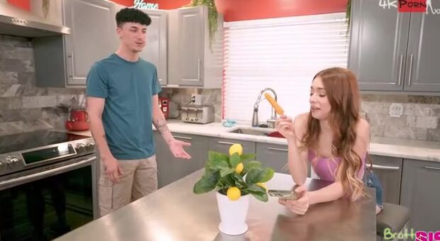 Jessica Marie is eating a popsicle when her stepbrother Ethan Seeks gets back from the dentist. He had purchased popsicles