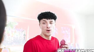 Chloe Amour sucks her stepnephews cock