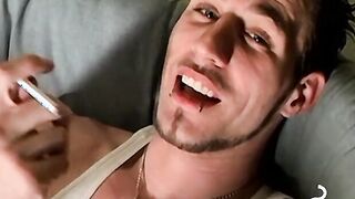 Releasing all my milky cum while burning my cigarettes