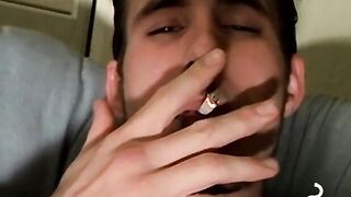 Releasing all my milky cum while burning my cigarettes