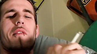 Releasing all my milky cum while burning my cigarettes