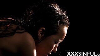 Sensual girl moans during intense nipple play before wet BJ