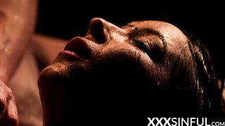 Sensual girl moans during intense nipple play before wet BJ