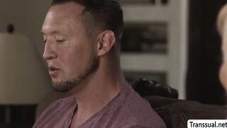 Tranny Brittney Kade rides Pierce Paris bigcock