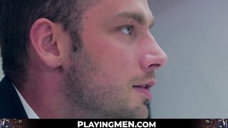 Gay in suit compelled to suck dick and takes buttcentric hammering
