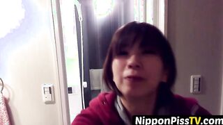 Cute Japanese pissing on the floor and afterward tidying up