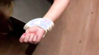 Ramming my fist in tied up sub Emma