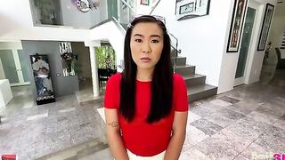 Kimmy Kimm changes inside a super sexy adorable bikini and a sheer top and miniskirt that performance her outfit off. There's