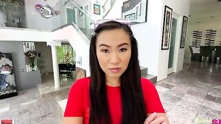 Kimmy Kimm changes inside a super sexy adorable bikini and a sheer top and miniskirt that performance her outfit off. There's