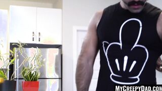 Thin and adorable inked stepson deepthroats large daddy dick