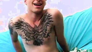 Amateur butt buddy plays around with his fat dick solo