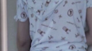 Young Japanese babe plays with herself on secret camera