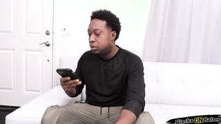 Busty milf tips black dude with blowjob