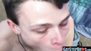 Youthful gay shoots cum after crude stepfamily entrance