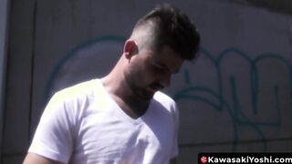 Wild Japanese Yoshi Kawasaki pissing on adorable gay and banging