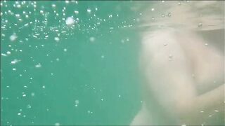 Chrissi naked swimming into Mediterranean Sea