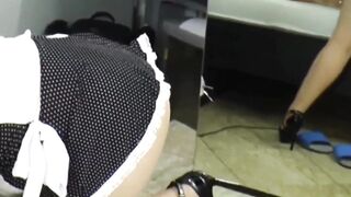 Bombshell maid fucks with boss while boss goes to the