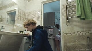 Deeply for washing machine. Rough sloppy facefuck