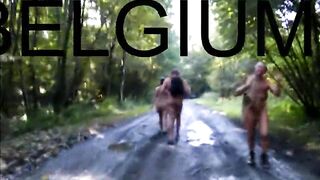 Nude walking inside Belgium