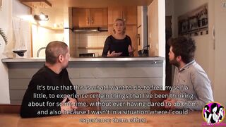 Cutie blonde mom Julie tries her first double penetration as a