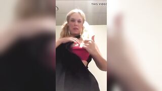 Blonde vibrator screwed inside shopping center