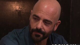 Big cock escort dude taking care of this bald sexy client
