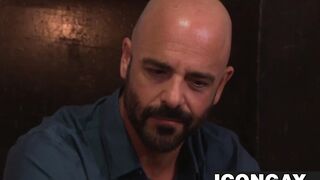 Big cock escort dude taking care of this bald sexy client