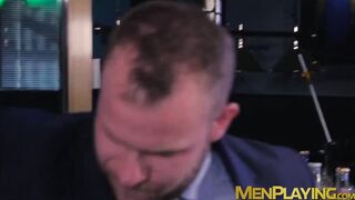 Classy businessmen enjoy wet blowjobs and rough fucking