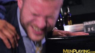 Classy businessmen enjoy wet blowjobs and rough fucking
