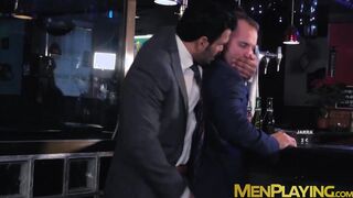Classy businessmen enjoy wet blowjobs and rough fucking