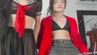 Ladyboys Masturbating Their Cocks On Live