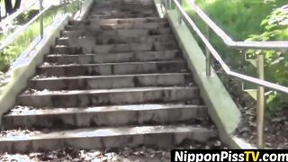 Tasty Japanese peeing outside on gorgeous summer day