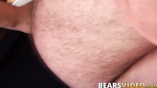 Cute gay bear Anthony Cox barebacked after mutual blowjob