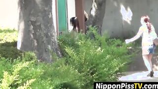 Japanese woman cannot hold pee in and wets herself openly