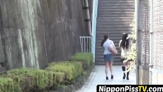 Japanese woman cannot hold pee in and wets herself openly