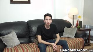 Older gay sucks young cock before getting bareback railed
