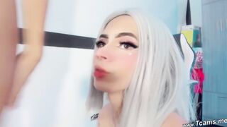 White Shemale Sucking Other Shemale's Cock