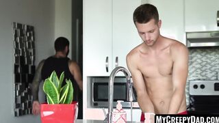Charming stepson sucked two dicks and crude screwed in trio