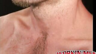Mature guy shows off his hairy body and tugs on his big cock