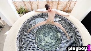 Petite Asian teen model posing outdoor