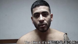Straight Latin man has first time fun session with a dick