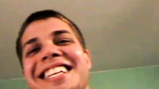 Threesome teen pussy banging with two twink besties