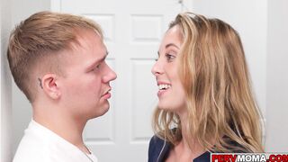 Stepmom caught her stepsister sucking her stepsons cock