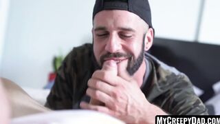Inked stepdad rimming and sans protection fucking insidious twink
