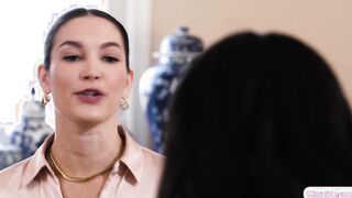 Lesbian boss having 3some with employees