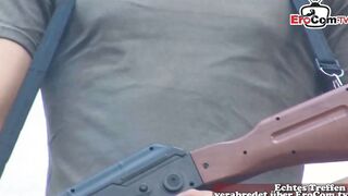 Slender Military Gays screwed bareback anal public inside forest