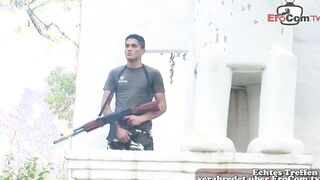 Slender Military Gays screwed bareback anal public inside forest